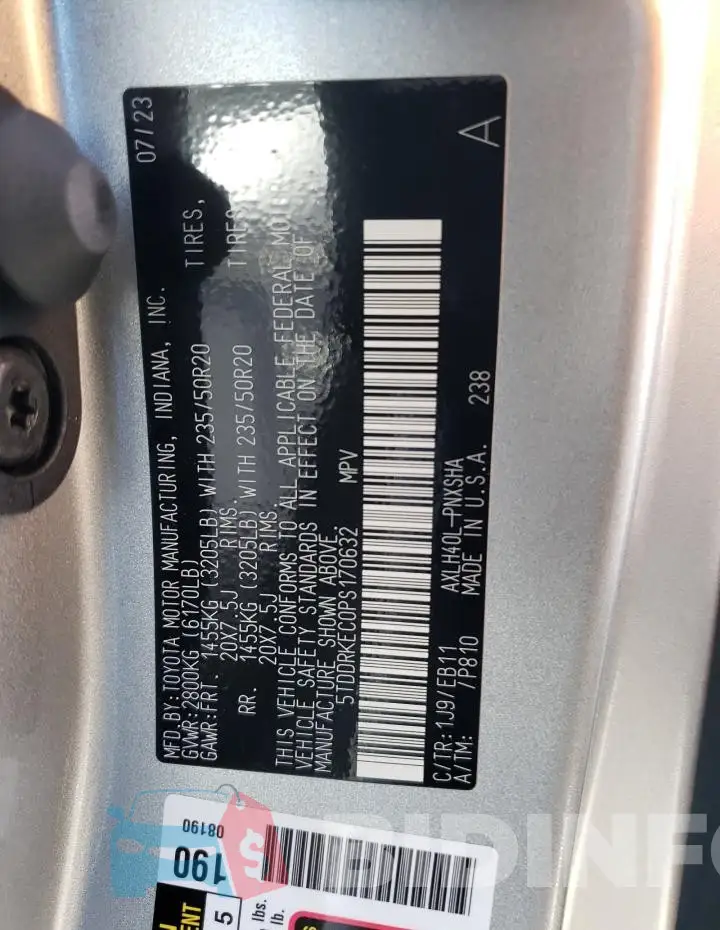 5TDDRKEC0PS170632 Photo# 12