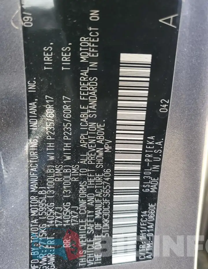 5TDKK3DC3FS657406 Photo# 13