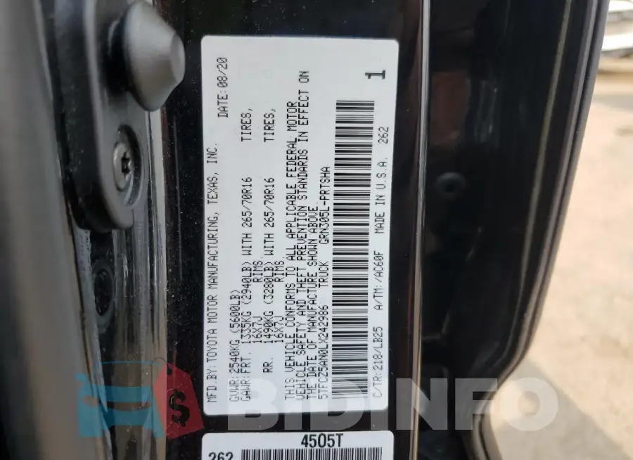 5TFCZ5AN0LX242986 Photo# 12