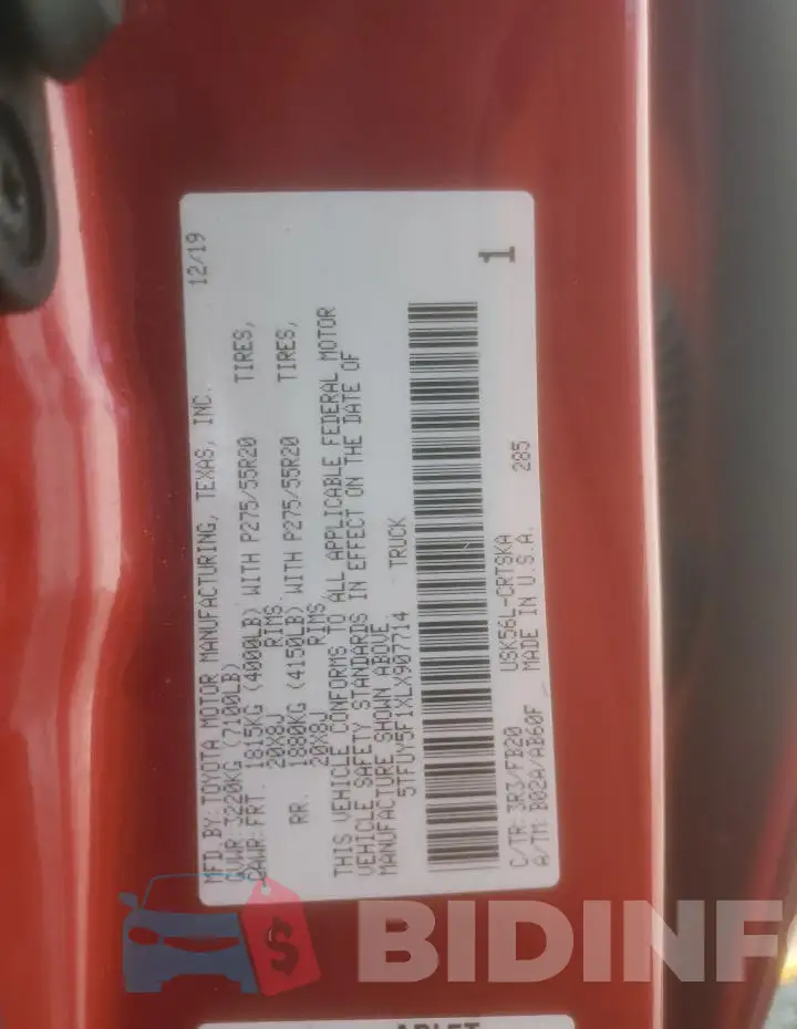 5TFUY5F1XLX907714 Photo# 12