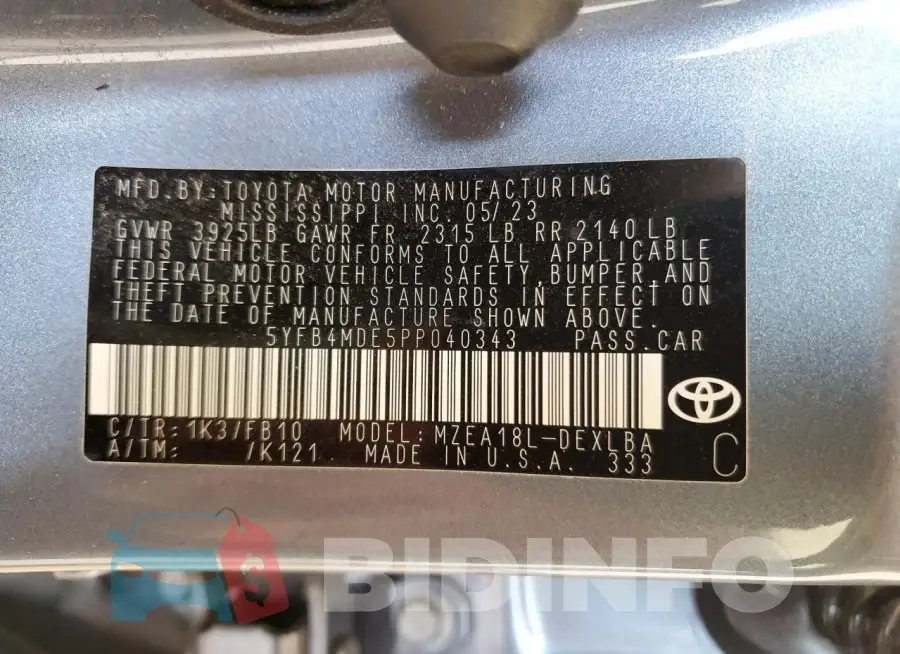 5YFB4MDE5PP040343 Photo# 12
