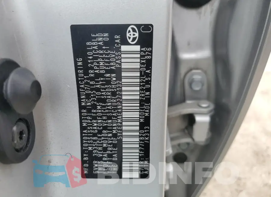 5YFEPMAE4NP272132 Photo# 13