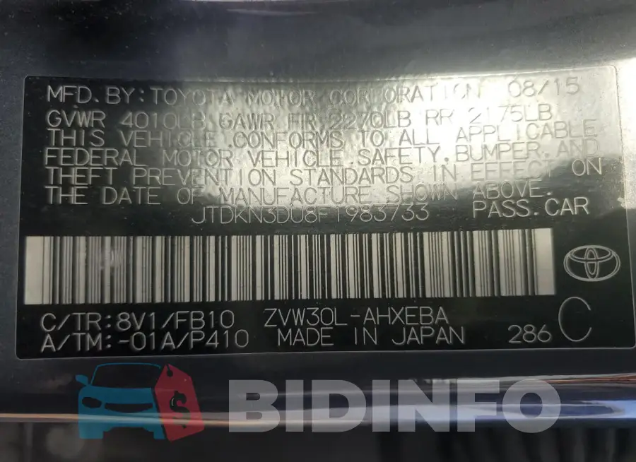 JTDKN3DU8F1983733 Photo# 12