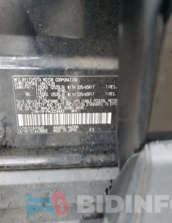 JTMH1RFV9KD004843 Photo# 12