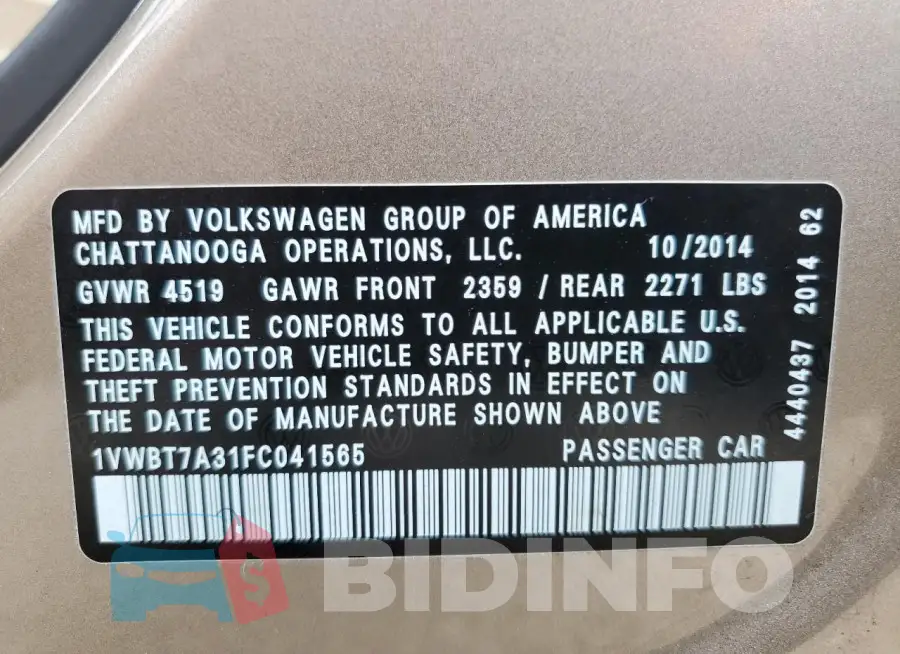 1VWBT7A31FC041565 Photo# 13