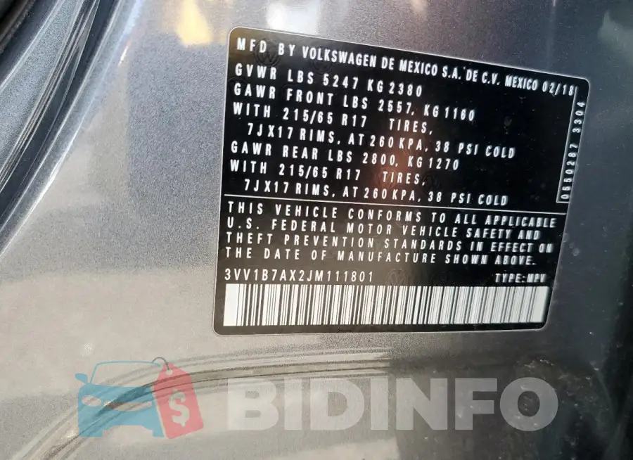 3VV1B7AX2JM111801 Photo# 13