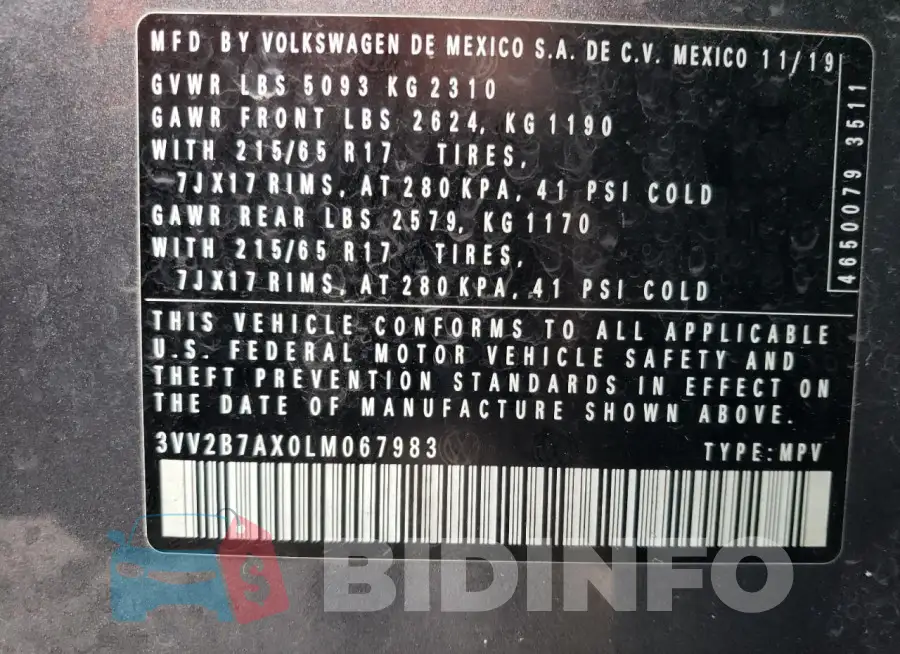 3VV2B7AX0LM067983 Photo# 12