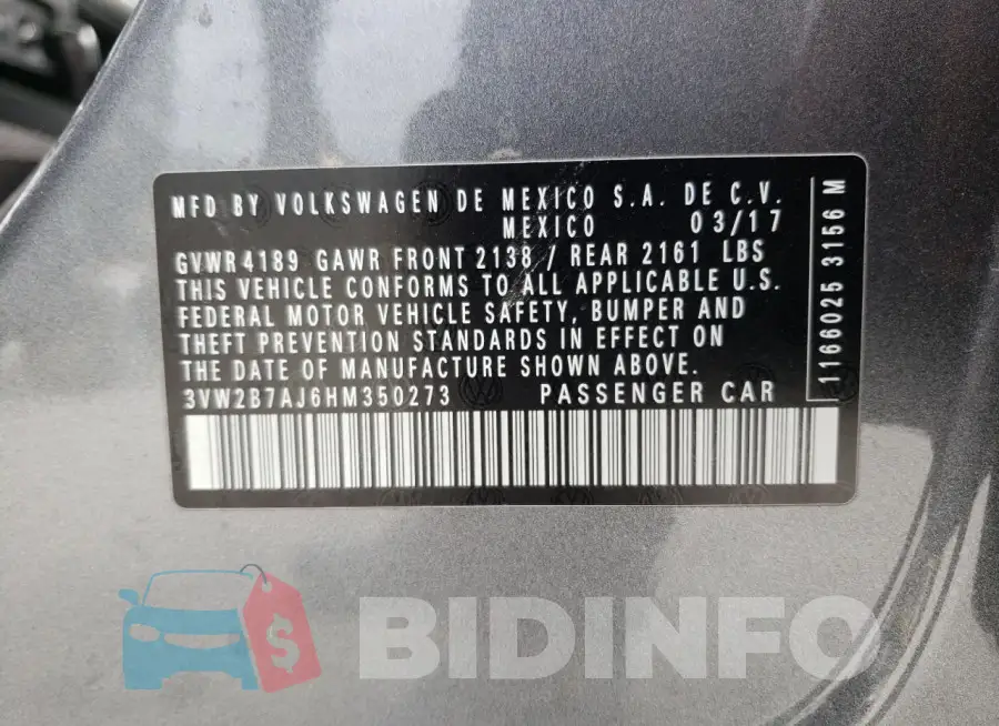 3VW2B7AJ6HM350273 Photo# 13