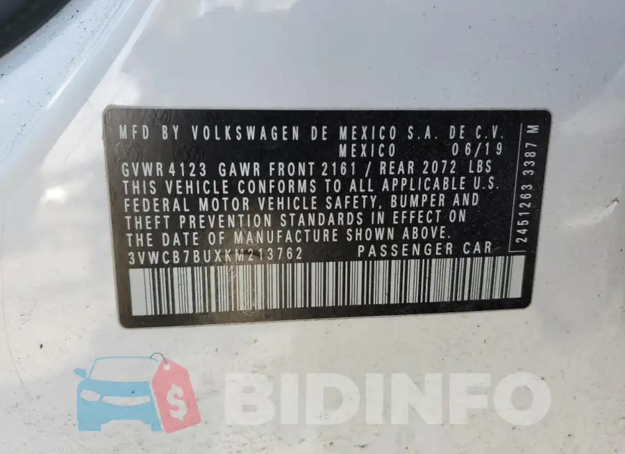 3VWCB7BUXKM213762 Photo# 12