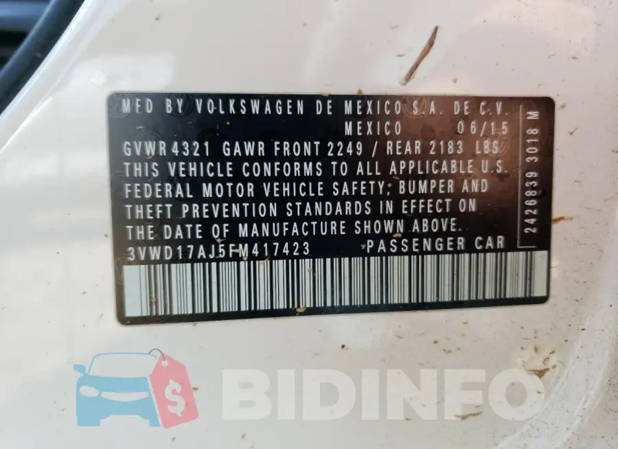 3VWD17AJ5FM417423 Photo# 12