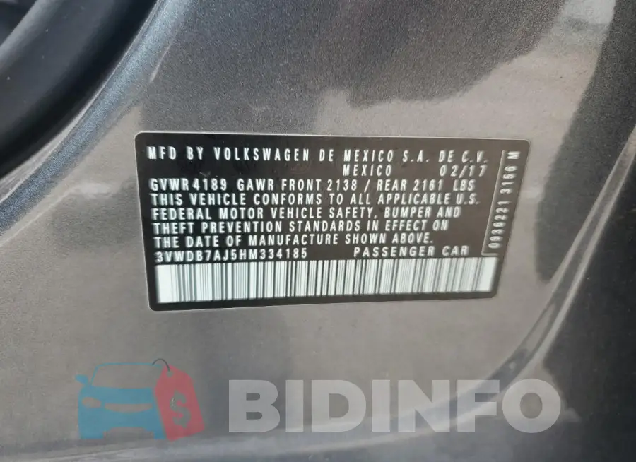 3VWDB7AJ5HM334185 Photo# 12