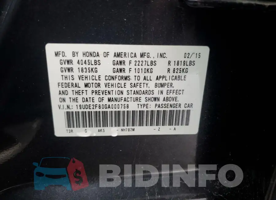 19UDE2F80GA000758 Photo# 12