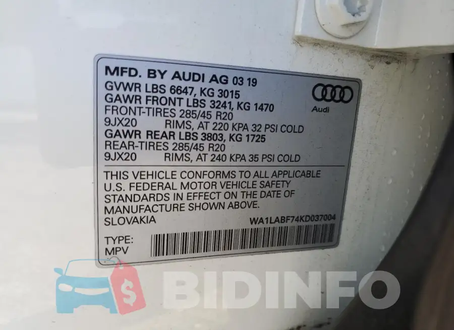 WA1LABF74KD037004 Photo# 13