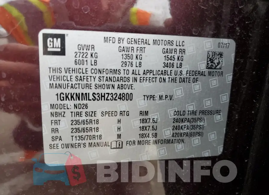 1GKKNMLS3HZ324800 Photo# 12