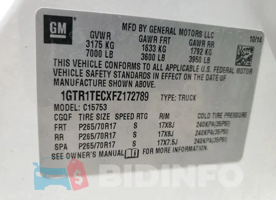 1GTR1TECXFZ172789 Photo# 12