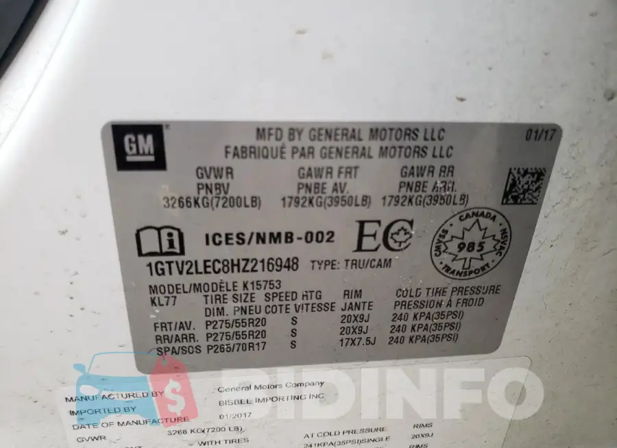 1GTV2LEC8HZ216948 Photo# 14