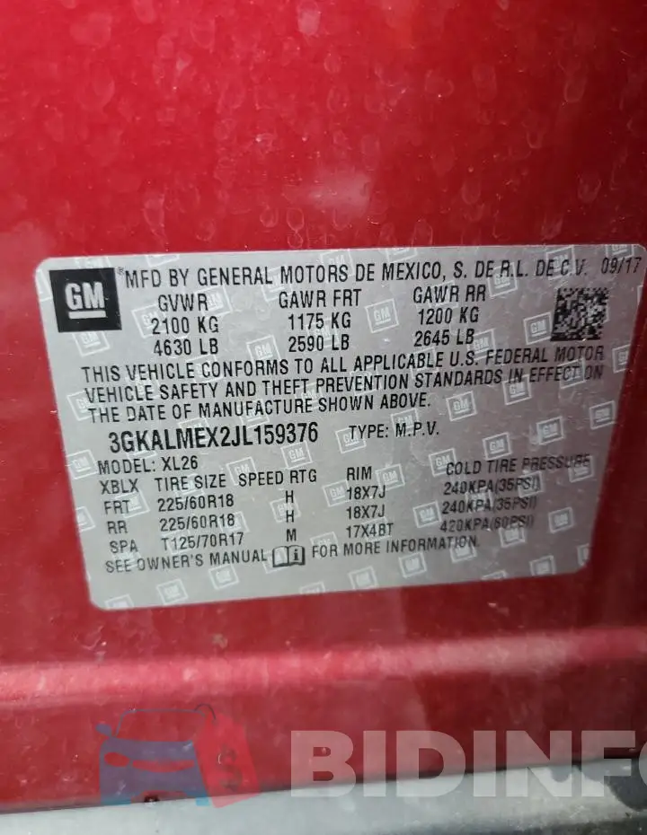 3GKALMEX2JL159376 Photo# 13