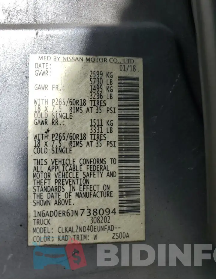 1N6AD0ER6JN738094 Photo# 13