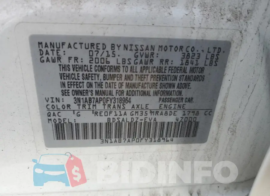 3N1AB7AP0FY318964 Photo# 12