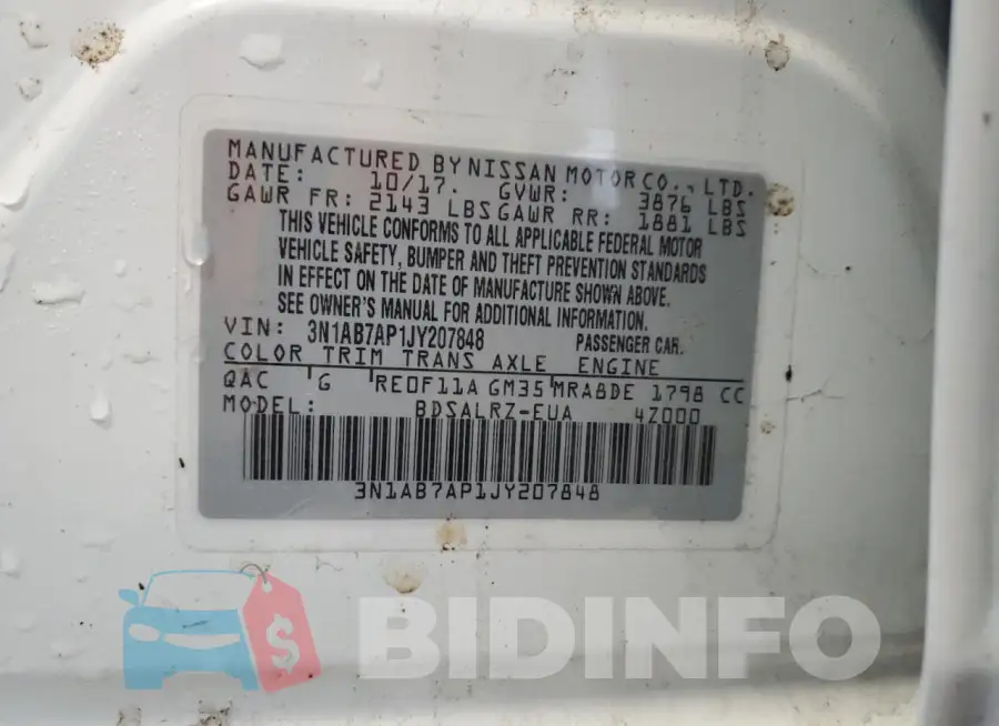 3N1AB7AP1JY207848 Photo# 12