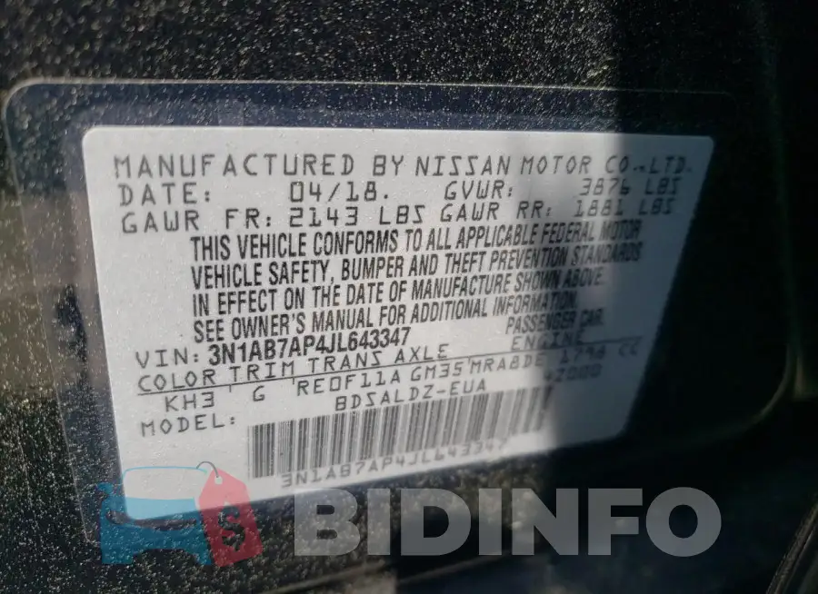 3N1AB7AP4JL643347 Photo# 12
