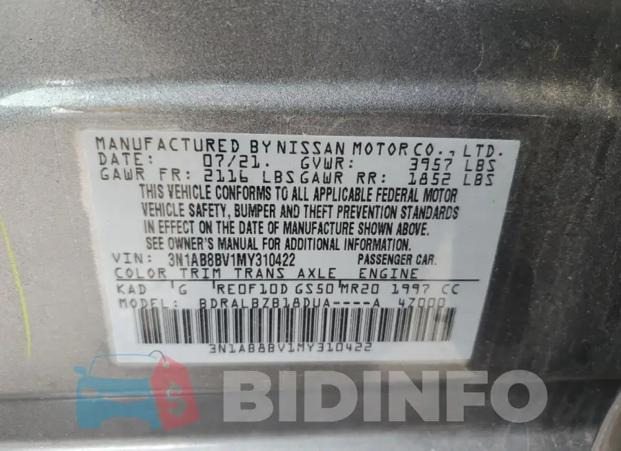 3N1AB8BV1MY310422 Photo# 12