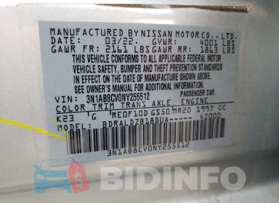 3N1AB8CV0NY255512 Photo# 13