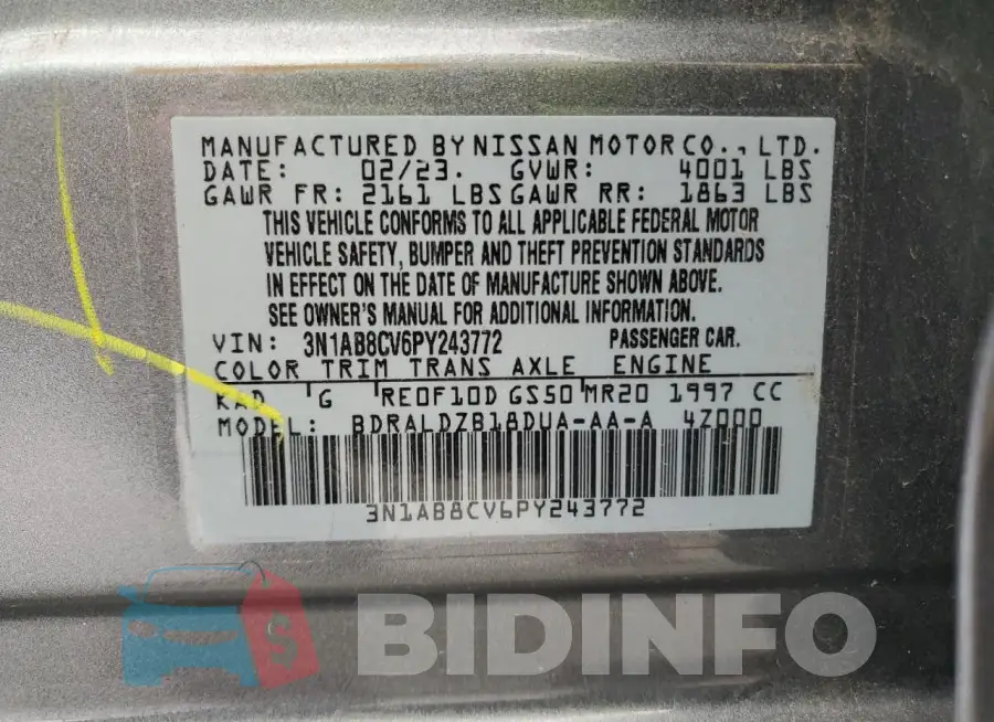 3N1AB8CV6PY243772 Photo# 12