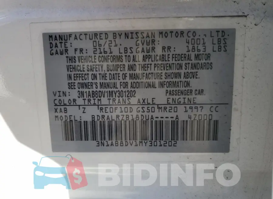 3N1AB8DV1MY301202 Photo# 12