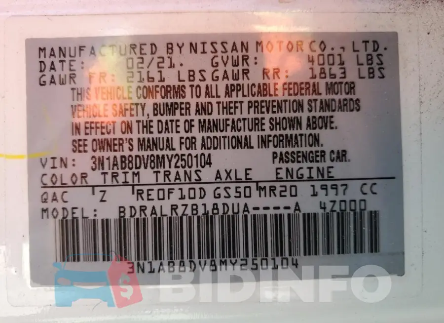 3N1AB8DV8MY250104 Photo# 13