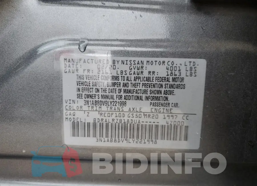 3N1AB8DV9LY221998 Photo# 12