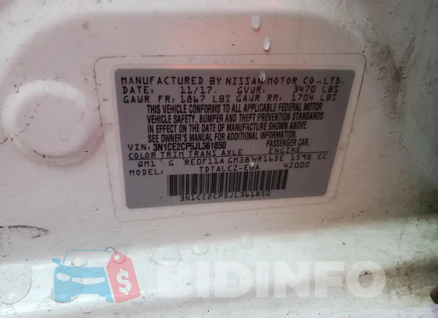 3N1CE2CP5JL361850 Photo# 12