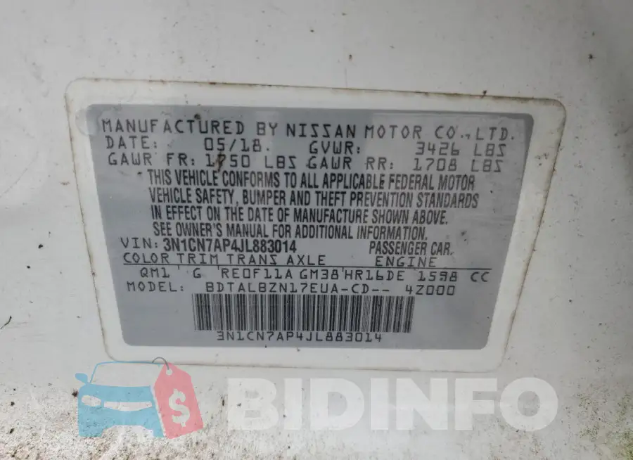 3N1CN7AP4JL883014 Photo# 12