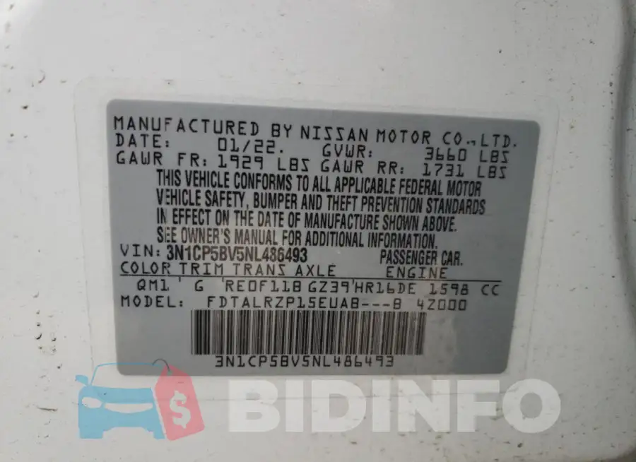3N1CP5BV5NL486493 Photo# 13