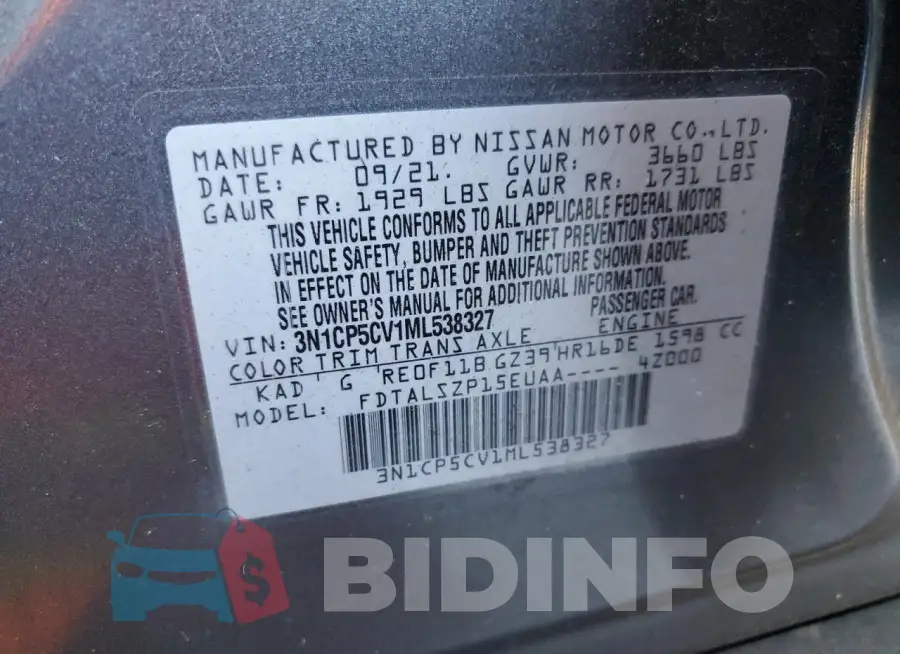 3N1CP5CV1ML538327 Photo# 13