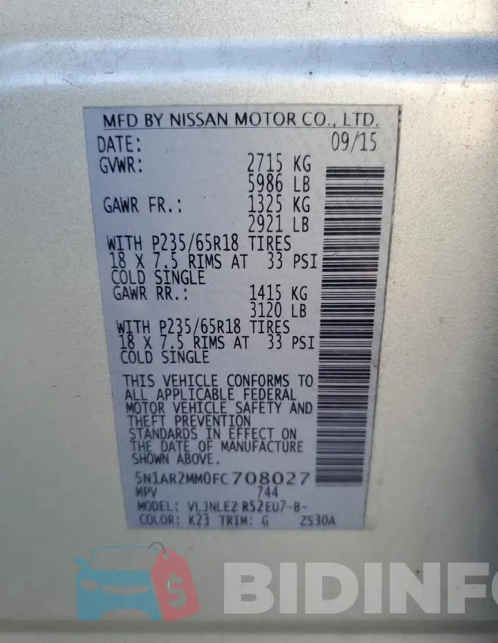5N1AR2MM0FC708027 Photo# 13