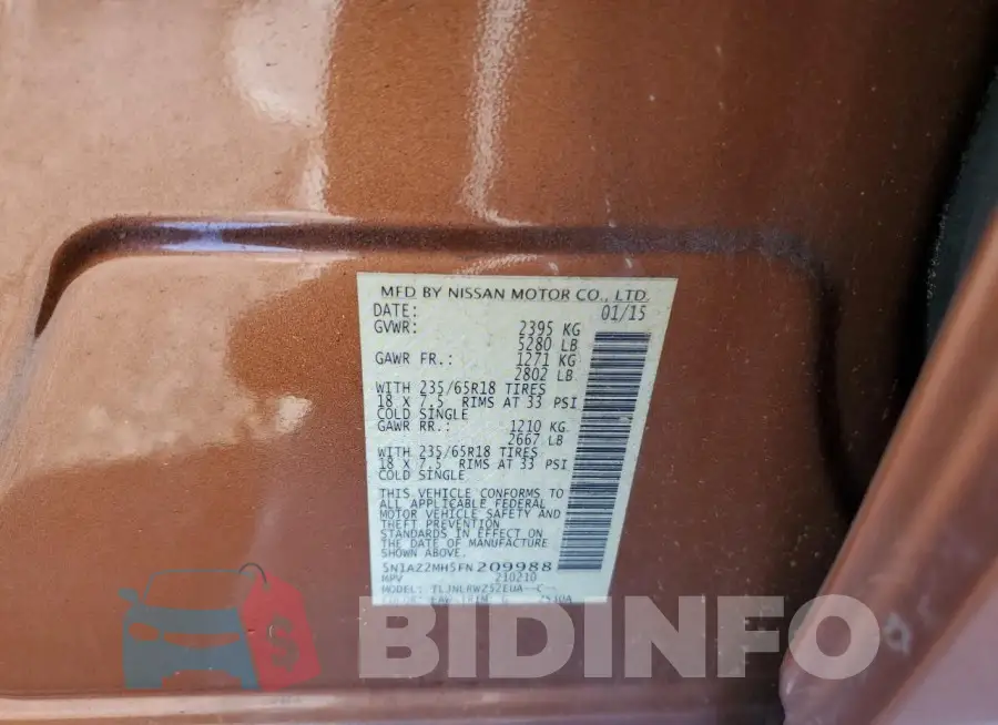5N1AZ2MH5FN209988 Photo# 14