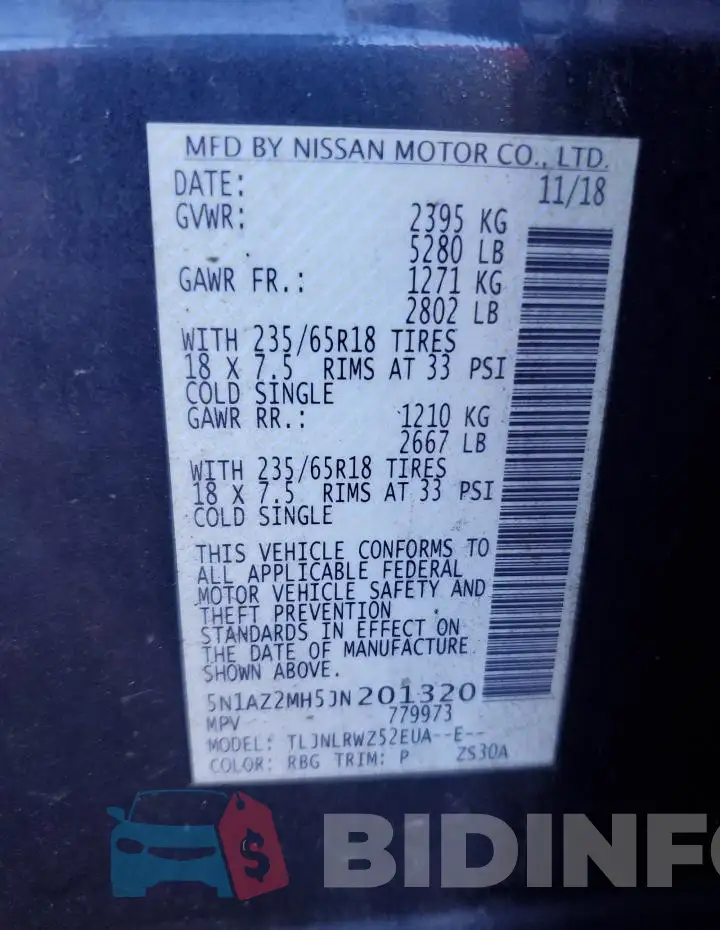 5N1AZ2MH5JN201320 Photo# 12