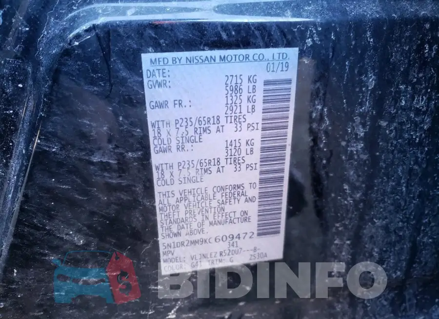 5N1DR2MM9KC609472 Photo# 13