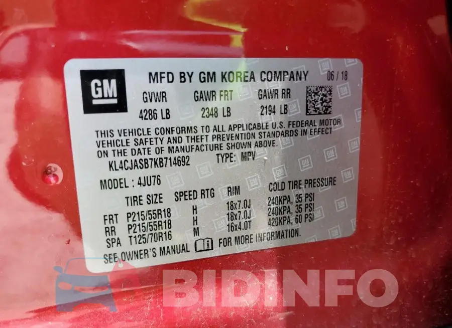 KL4CJASB7KB714692 Photo# 13