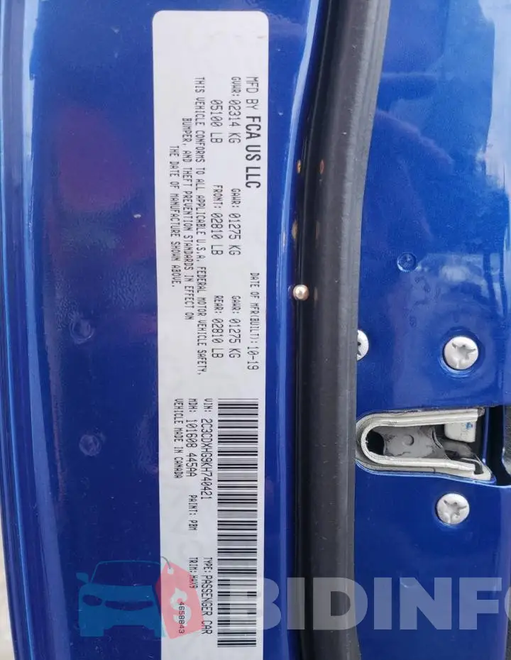 2C3CDXHG9KH740421 Photo# 13