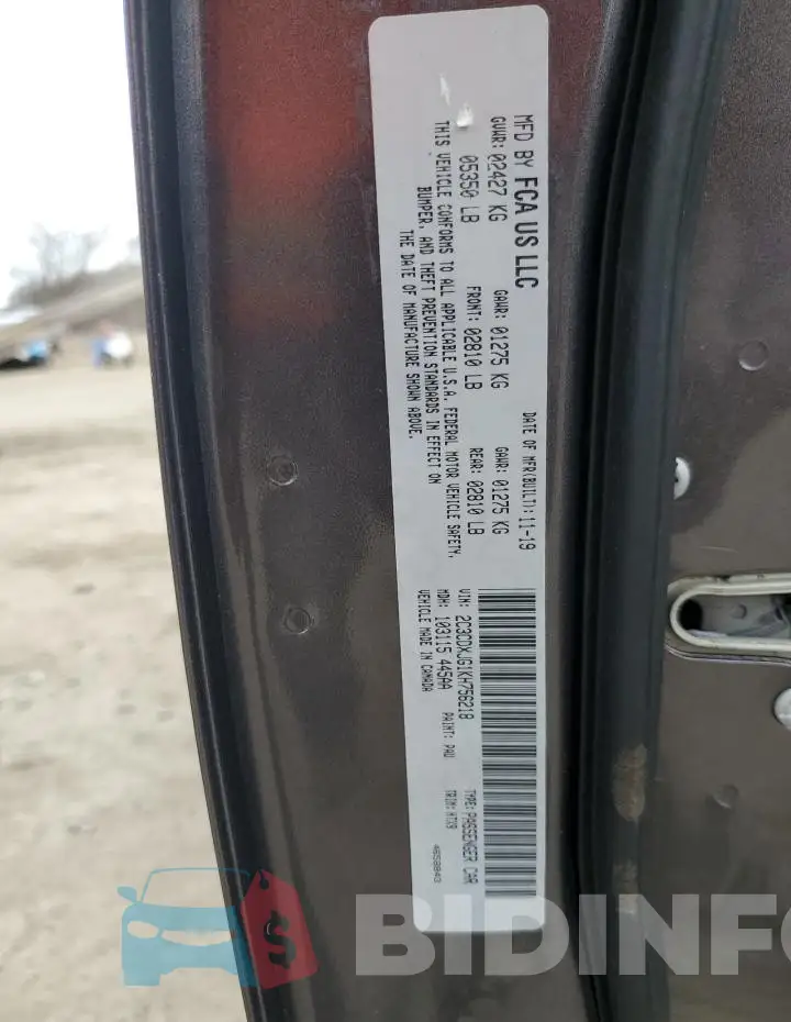 2C3CDXJG1KH756218 Photo# 12