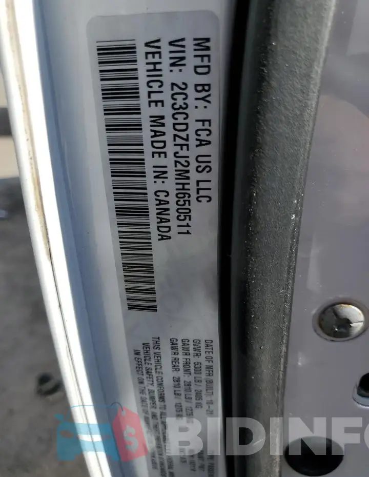 2C3CDZFJ2MH650511 Photo# 13