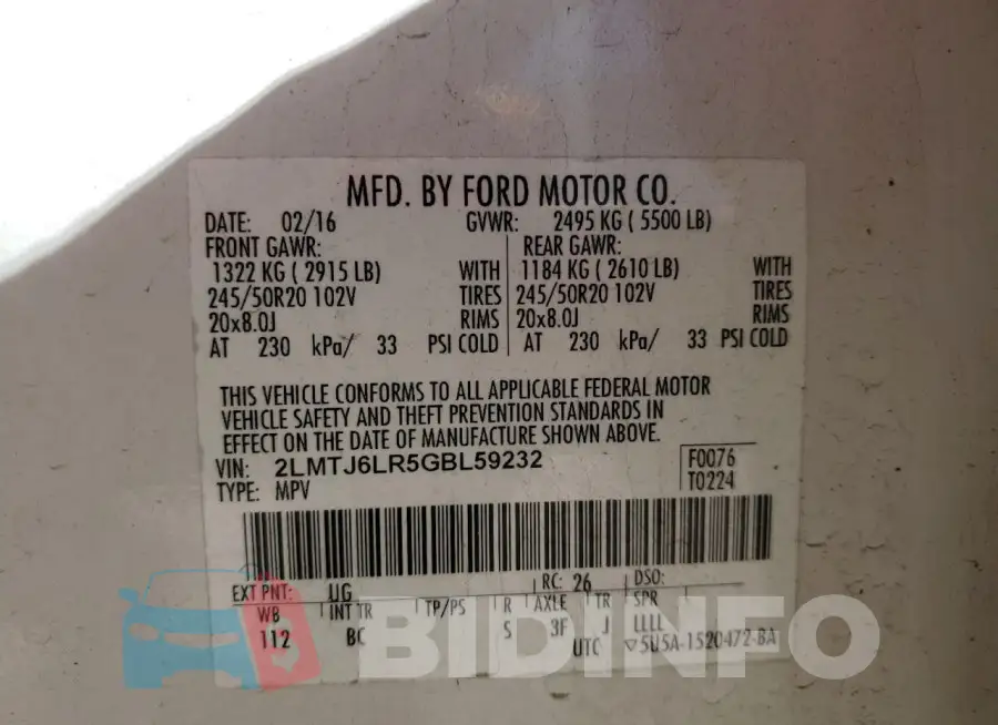 2LMTJ6LR5GBL59232 Photo# 12