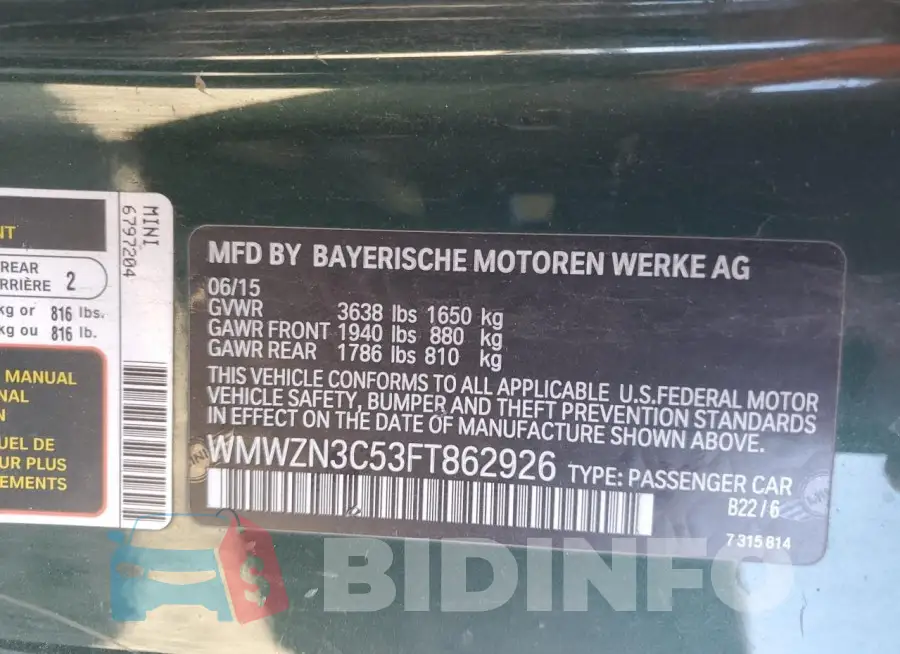 WMWZN3C53FT862926 Photo# 12
