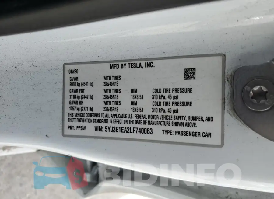 5YJ3E1EA2LF740063 Photo# 13