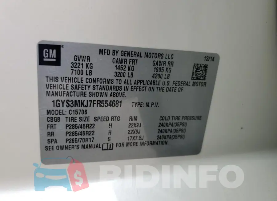 1GYS3MKJ7FR554681 Photo# 13