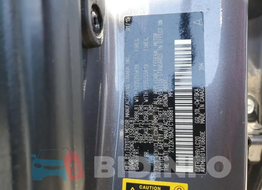 2T2ZK1BA2FC180881 Photo# 14