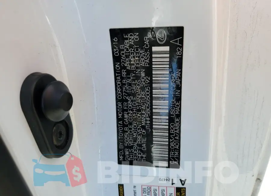 JTHHP5BC5G5005192 Photo# 12
