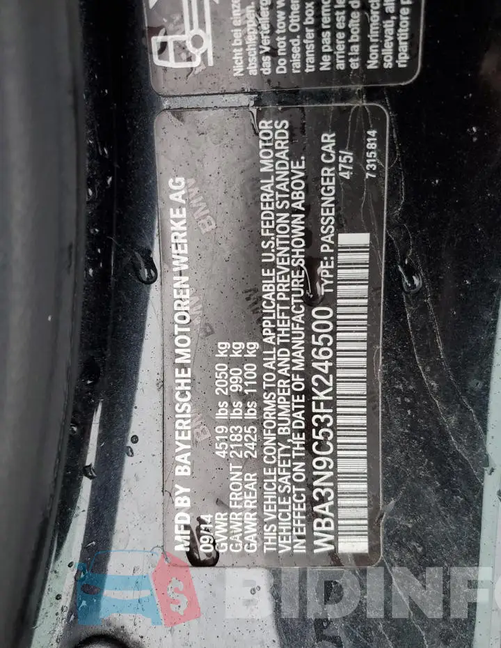 WBA3N9C53FK246500 Photo# 12